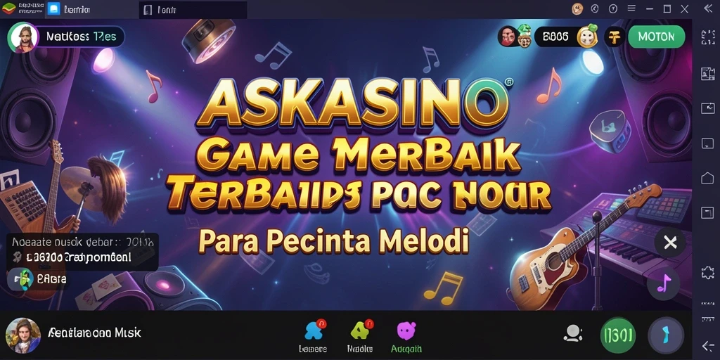 Screenshot gameplay ASKASINO menunjukkan tantangan musik yang seru.