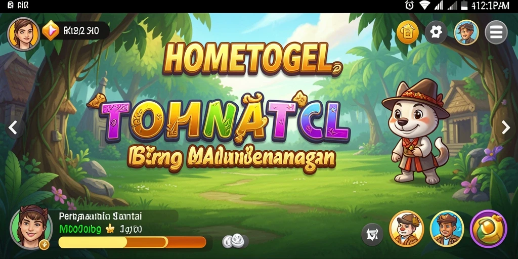 Tampilan gameplay HOMETOGEL yang penuh warna dan ceria.