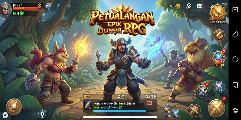 Screenshoot utama menampilkan pertempuran seru dalam dunia RPG RI771.