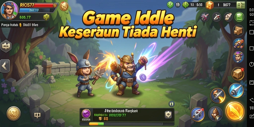Tampilan gameplay <strong>RICIS77</strong> yang menarik dan penuh warna dalam genre Idle.