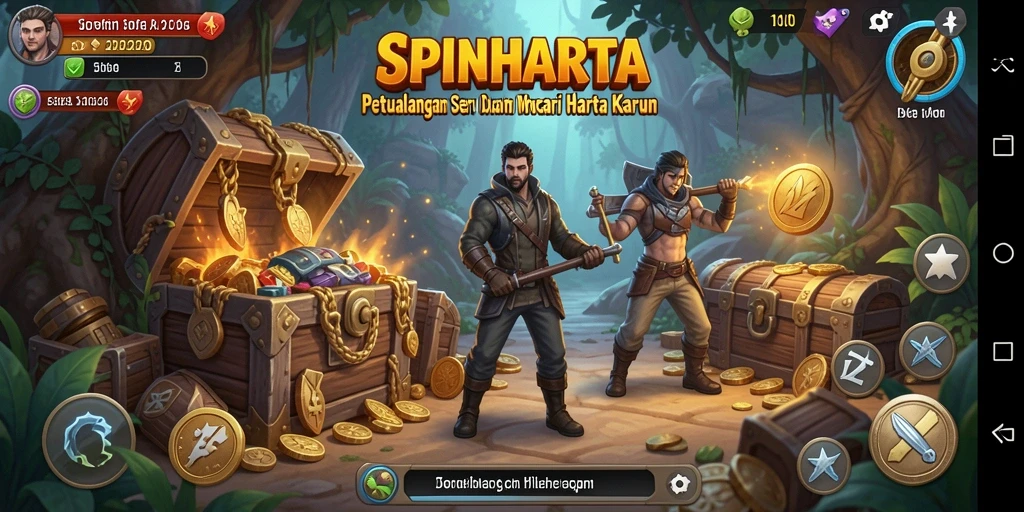 Tampilan gameplay petualangan yang mendebarkan di SPINHARTA.